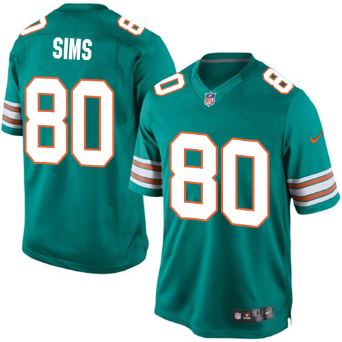 Men's Limited Dion Sims Nike Jersey Aqua Green Alternate - #80 NFL Miami Dolphins